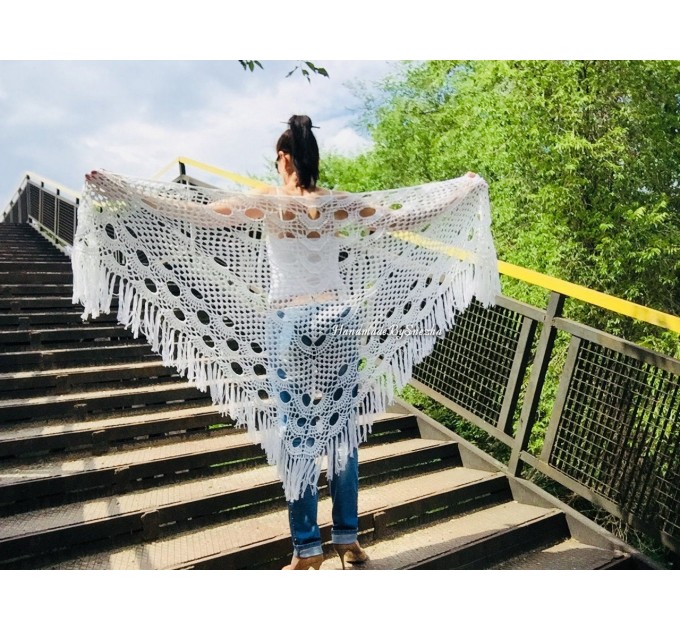  Crochet Shawl Bridal Shawl, Lace Shawl Gift for Women Mom Birthday gift Grandma,Bridesmaid Shawl Pin, Wedding Cape Wrap Prayer Shawl  Shawl / Wraps  6