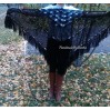 Black Shawl Crochet Mohair Wraps Triangle Fringe Big Size Shawl Hand knit Lace Mohair shawl Gifts for wife Bridal Triangle Bohemian shawl