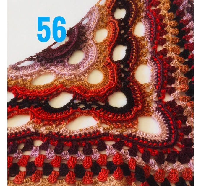  Crochet Shawl Wrap Burnt Orange Triangle Boho Shawl Colorful Rainbow Shawl Fringe Big Multicolor Lace Shawl Hand Knitted Shawl Evening Shawl  Shawl / Wraps  10