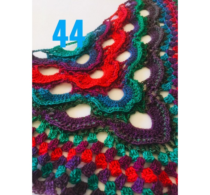  Crochet Shawl Wrap Burnt Orange Triangle Boho Shawl Colorful Rainbow Shawl Fringe Big Multicolor Lace Shawl Hand Knitted Shawl Evening Shawl  Shawl / Wraps  7