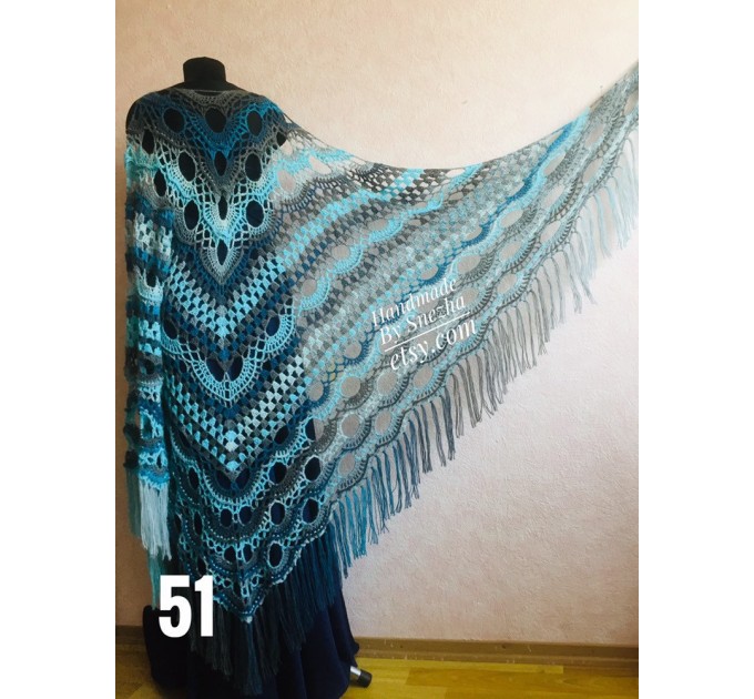  Crochet Shawl Wrap Fringe, Plus Size Festival Clothing Poncho Women, Mohair Big Prayer Gift for Her, Hand Knit Alpaca Scarf Granny Square,  Shawl / Wraps  6