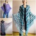  Shawl pin brooch Crochet Poncho Women Fringe large Boho Hand Knit white-purple Granny Square Mohair Big Size Maxi Triangle Shawl Blue Alpaca  Shawl / Wraps  1