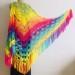 Crochet triangle scarf women fringe, Festival shawl pin gift brooch, Wool lace evening wrap Hand knit Rainbow Gypsy oversized large hippie  Shawl / Wraps  2
