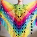  Crochet triangle scarf women fringe, Festival shawl pin gift brooch, Wool lace evening wrap Hand knit Rainbow Gypsy oversized large hippie  Shawl / Wraps  3