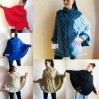 Knit Poncho Sweater Plus Size Women Crochet Poncho Black Wool Hand Knitted Winter Poncho Gray Cape Spring Poncho   Knitwear Boho Wrap