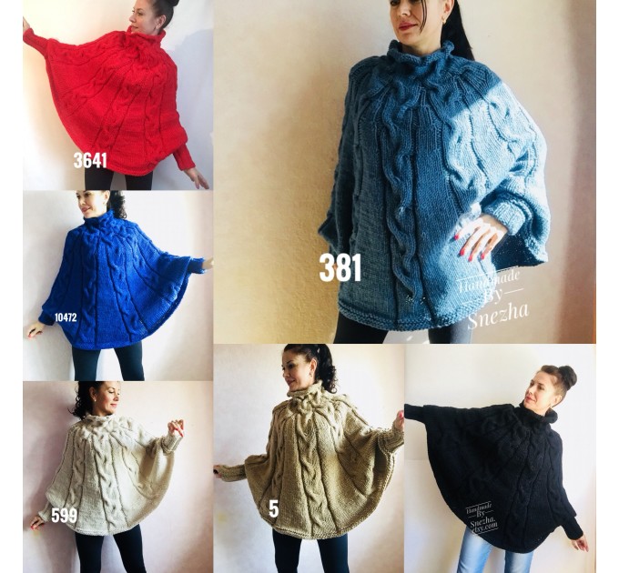 Knit Poncho Sweater Plus Size Women Crochet Poncho Black Wool Hand Knitted Winter Poncho Gray Cape Spring Poncho   Knitwear Boho Wrap