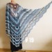  Crochet gray shawl fringe White wrap triangle outlander shawl pin brooch, Light blue Hand knit poncho plus size Mother of groom gift, Scarf  Shawl / Wraps  