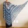 Crochet gray shawl fringe White wrap triangle outlander shawl pin brooch, Light blue Hand knit poncho plus size Mother of groom gift, Scarf