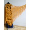 Mustard crochet shawl with fringe Big size cotton knitted