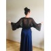  Bolero Shrug Black Lace Hand Knit Summer Plus Size Jacket Blue Mohair Bridal Bolero with Sleeves Knit Cardigan Bridesmaid Short Sleeve Shrug  Bolero / Shrug  