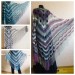  Crochet Poncho Women Fringe Mohair Big Size Maxi Triangle Shawl Gradient Blue Alpaca Long Hand knit Bohemian Festi Hand Knit Shawl  Shawl / Wraps  