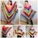  Crochet Shawl Poncho Women Plus Size Festival Pride Vegan Clothing Fringe, Rainbow Hippie Hand Knit Gypsy Shawl Multicolor Large3XL 2XL BLUE  Shawl / Wraps  3