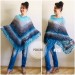  Crochet Shawl Poncho Women Plus Size Festival Pride Vegan Clothing Fringe, Rainbow Hippie Hand Knit Gypsy Shawl Multicolor Large3XL 2XL BLUE  Shawl / Wraps  4