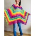  Crochet Shawl Poncho Women Plus Size Festival Pride Vegan Clothing Fringe, Rainbow Hippie Hand Knit Gypsy Shawl Multicolor Large3XL 2XL BLUE  Shawl / Wraps  8