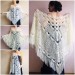 Winter wedding shawl fringe Ivory bridesmaid shawl Blue boho rustic wedding cape White bridal outlander shawl pin brooch Crochet mohair wrap