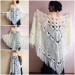  Winter wedding shawl fringe Ivory bridesmaid shawl Blue boho rustic wedding cape White bridal outlander shawl pin brooch Crochet mohair wrap  Wedding  8