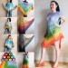  Crochet Poncho Women Cotton Boho Shawl Big Size Vintage Rainbow Knit Cape Hippie Gift for Her Bohemian Vibrant Colors Boat Neck  Poncho  7