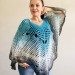  Crochet poncho for women, cotton dress top, hand knit blue wrap, women's vegan poncho gifts for wife, cotton summer poncho Navy blue Rainbov  Poncho  2