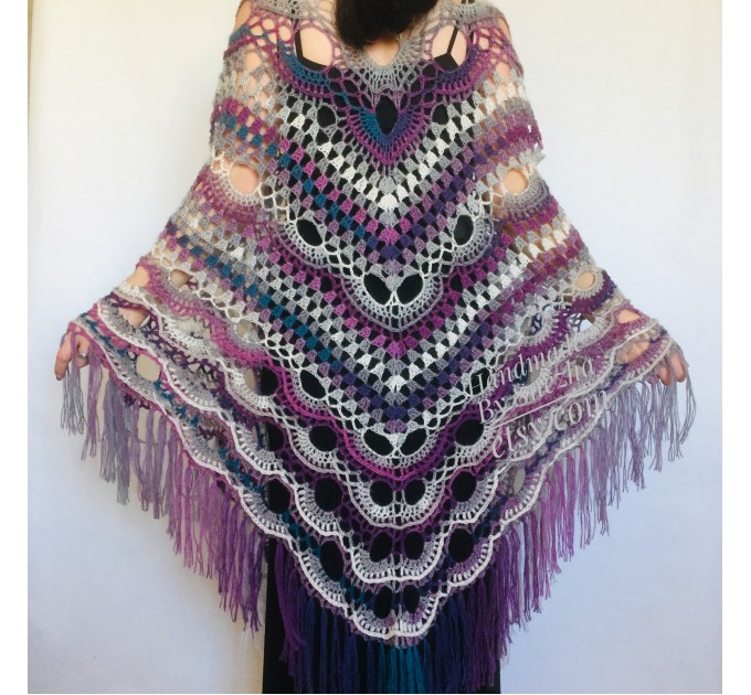  Outlander Crochet Shawl Poncho Cape Fringe Hand Knit Triangle Scarf Women Lace Evening Wraps Men Plus Size festival Clothing  Shawl / Wraps  