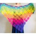  Crochet shawl wraps, Rainbow triangle granny shawl, Handknit multicolor festival pashmina, Lace wool evening shawl fringe mohair  Shawl / Wraps  