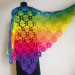  Crochet shawl wraps, Rainbow triangle granny shawl, Handknit multicolor festival pashmina, Lace wool evening shawl fringe mohair  Shawl / Wraps  5