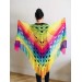  Crochet shawl wraps, Rainbow triangle granny shawl, Handknit multicolor festival pashmina, Lace wool evening shawl fringe mohair  Shawl / Wraps  4