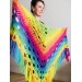  Crochet shawl wraps, Rainbow triangle granny shawl, Handknit multicolor festival pashmina, Lace wool evening shawl fringe mohair  Shawl / Wraps  2