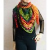 Crochet shawl triangle knit scarf women Burnt Orange Granny square mohair scarf Chunky birthday gift daughter Gift-For-Her Rainbow
