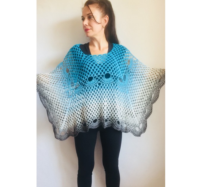  Crochet Shawl Wraps PONCHO for Women Granny Square Cotton Wedding Gift Lace Triangle Scarf Rainbow  Shawl / Wraps  7
