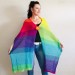  Rainbow long striped scarf women, Lace Gradient shawl wraps mohair, Knitted winter scarf men, Floral light oversized scarf   Mohair / Alpaca  7