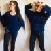  Mohair Sweater Woman Hand Knit Poncho Sweater faux fur Plus Size Black Red Oversized Chunky Cable Knit Fuzzy Sweater Navy Blue  Sweater  8