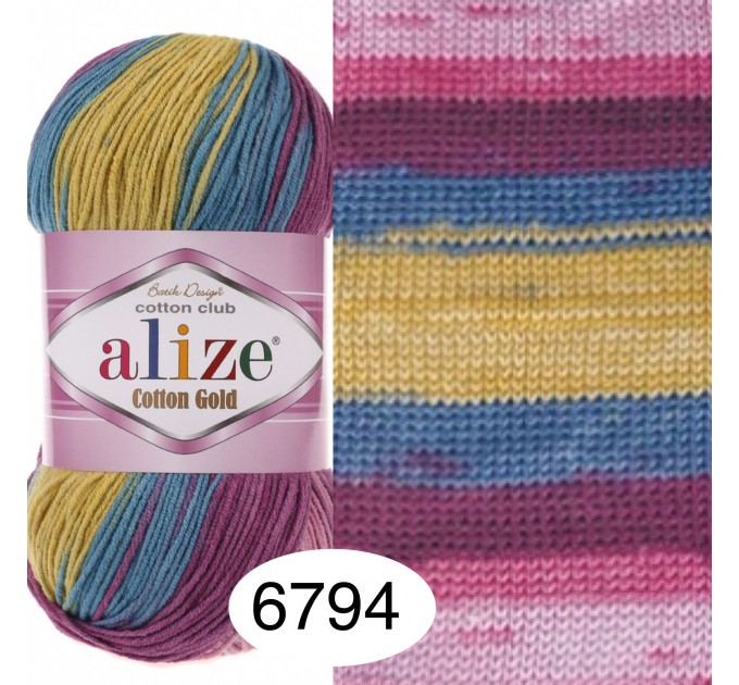  Alize COTTON GOLD BATIK Cotton Yarn Gradient Yarn Acrylic Yarn Multicolor Yarn Rainbow Yarn Crochet Yarn Soft Yarn Knitting Sweater Cardigan  Yarn  1