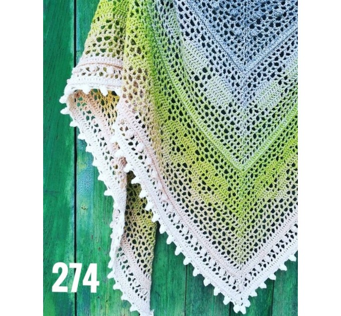  Crochet Shawl Wraps Pink Shawl Lace Boho Triangle Scarf for Women Rainbow Floral Cotton Hand Knit Shawl Large Vegan  Shawl / Wraps  4