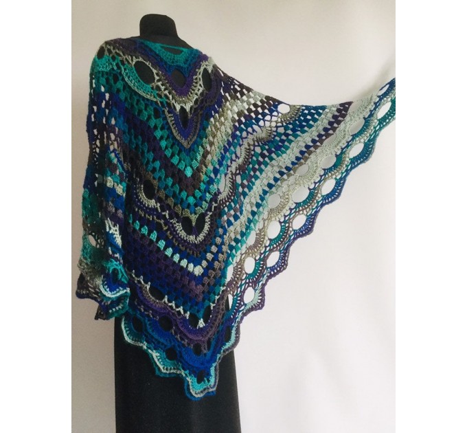  Beige Crochet Shawl Wrap Fringe Gray Triangle Boho Shawl Colorful Rainbow Shawl Big Multicolor Hand Knitted Evening Shawl Black Green Blue  Shawl / Wraps  4