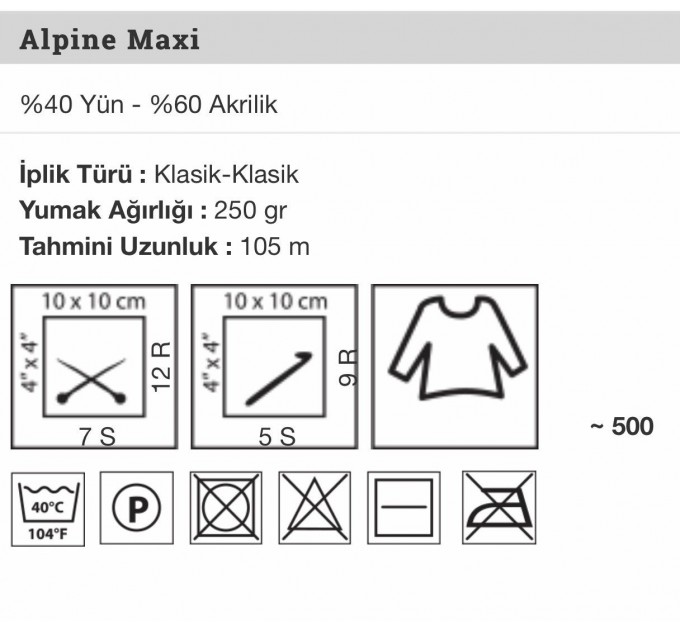 Yarnart alpin Maxi fil 250gr-105mt volumineux grosse laine