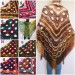  Crochet Shawl Fringe Wraps OOAK Boho Lace Triangle Warm Rainbow Shawl Mom Scarf Women Floral Hand Knit pin brooch, Large Big Outlander Green  Shawl / Wraps  9