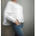  White MOHAIR SWEATER Poncho Woman Crochet Poncho Loose Fuzzy Hand Knit Sweater Fuzzy Pullover Oversize Cable Poncho Sweater White Red-Black  Sweater  7