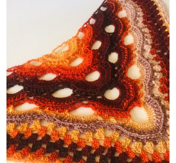  Outlander Crochet Shawl Wraps Fringe Burnt Orange Gift pin brooch Triangle Boho Rainbow Shawl Big Multicolor Lace Hand Knitted Evening Shawl  Shawl / Wraps  10