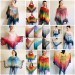 Crochet Poncho for Women Boho Shawl Big Size Vintage Rainbow Cotton Knit Cape Hippie Gift for Her Bohemian Vibrant Colors Boat Neck