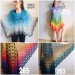 Crochet Poncho for Women Boho Shawl Big Size Vintage Rainbow Cotton Knit Cape Hippie Gift for Her Bohemian Vibrant Colors Boat Neck
