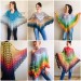  Crochet Poncho for Women Boho Shawl Big Size Vintage Rainbow Cotton Knit Cape Hippie Gift for Her Bohemian Vibrant Colors Boat Neck  Poncho  5