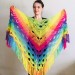 Crochet Shawl Wraps Fringe Mohair Gift brooch Triangular Rainbow Scarf Festival Colorful Knit Wool Multicolor Shawl Lace Warm Boho Evening