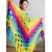 Crochet Shawl Wraps Fringe Mohair Gift brooch Triangular Rainbow Scarf Festival Colorful Knit Wool Multicolor Shawl Lace Warm Boho Evening