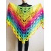 Crochet Shawl Wraps Fringe Mohair Gift brooch Triangular Rainbow Scarf Festival Colorful Knit Wool Multicolor Shawl Lace Warm Boho Evening