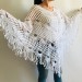  Poncho women, Prayer shawl men meditation Evening cover up Unisex Vegan festival clothing Plus size Crochet summer cape Fringe White Black  Poncho  1