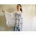  Poncho women, Prayer shawl men meditation Evening cover up Unisex Vegan festival clothing Plus size Crochet summer cape Fringe White Black  Poncho  6