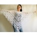  Poncho women, Prayer shawl men meditation Evening cover up Unisex Vegan festival clothing Plus size Crochet summer cape Fringe White Black  Poncho  7