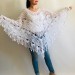  Prayer shawl Poncho women, men meditation Evening cover up Unisex Vegan festival clothing Plus size Crochet summer cape Fringe White Black  Poncho  1