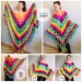  Rainbow Crochet Shawl Fringe, Poncho Women Men OOAK, Outlander Boho Lace Wraps Triangle Warm Scarf Multicolor Hand Knit vegan plus size coat  Shawl / Wraps  3