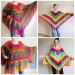  Rainbow Crochet Shawl Fringe, Poncho Women Men OOAK, Outlander Boho Lace Wraps Triangle Warm Scarf Multicolor Hand Knit vegan plus size coat  Shawl / Wraps  8